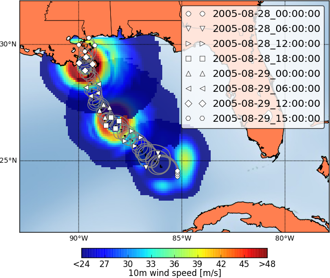 simulation of hurricane balloons flying in hurricane Katrina